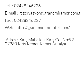 Grand Miramor Hotel iletiim bilgileri